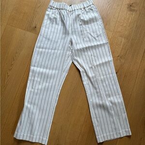 Jenni Kayne Cream White Pinstripe Elastic Waist Pants